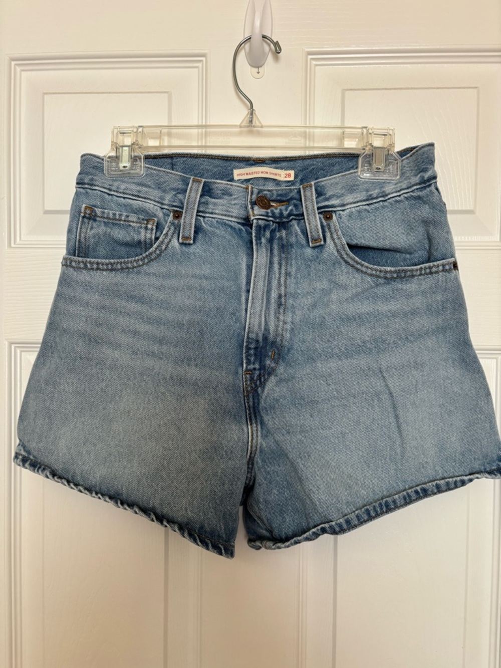 Levi's  High Waisted Light Wash Denim Mom Shorts